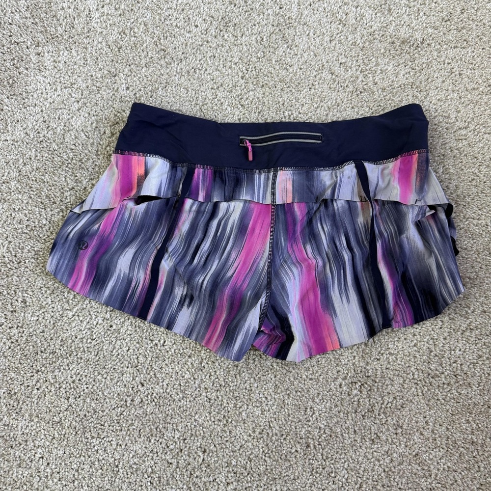 Lululemon Shorts Womens 12 Multicolor Striped Speed 2.5" Lined Running Athletic